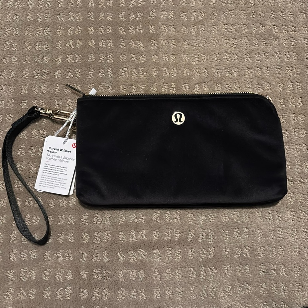 Lululemon Black Velour Wristlet Clutch